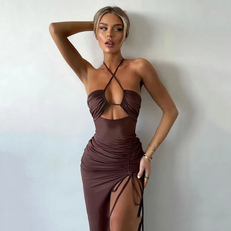 Ärmellose Sexy Weibliche Midi Backless Kleider Schlank Nacht Club Party frauen Kleid Bodycon Vestidos Elegantes Para Mujer