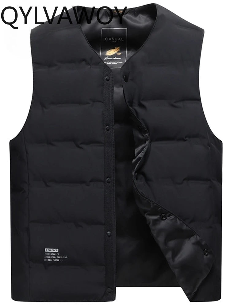 QYLVAWOY Herren Mittleren Alters Ältere Papas Herbst Winter Daunenweste Opa Gilet Dünner Stil Ärmellose Jacke LJ2105