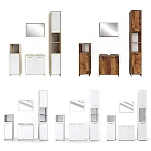 Bad Furniture-Set Oak rustikal Kiko, bestehend aus Badezimmer Mirror, Washbasinunterschrank - Platz for Nursing and Baduten
