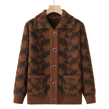 Mode Oma Gestrickte Oberbekleidung Mantel Herbst Winter Verdicken Pullover Jacke Mittleren Alters Mutter Tops Frauen Strickjacke Mujer 4XL
