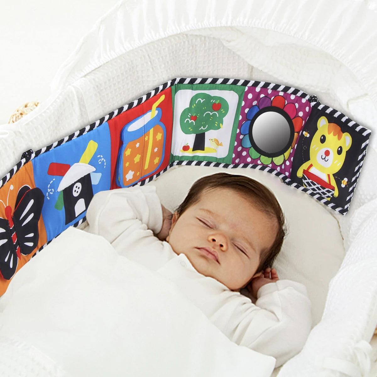 Baby Stoffbuch Hochkontrast-Babyspielzeug 0M+ Neugeborenen-Krippenspielzeug Schwarz-Weiß Tier-Sensorik-Stoffbücher Montessori-Spielzeug