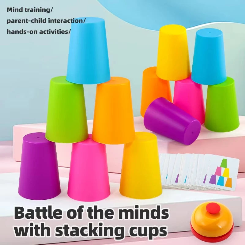 Montessori Spielzeug Mini Stapel Tasse Spiel Mit Karte Pädagogische Intellektuelle Aufklärung Farbe Erkenntnis Logik Training Kinder