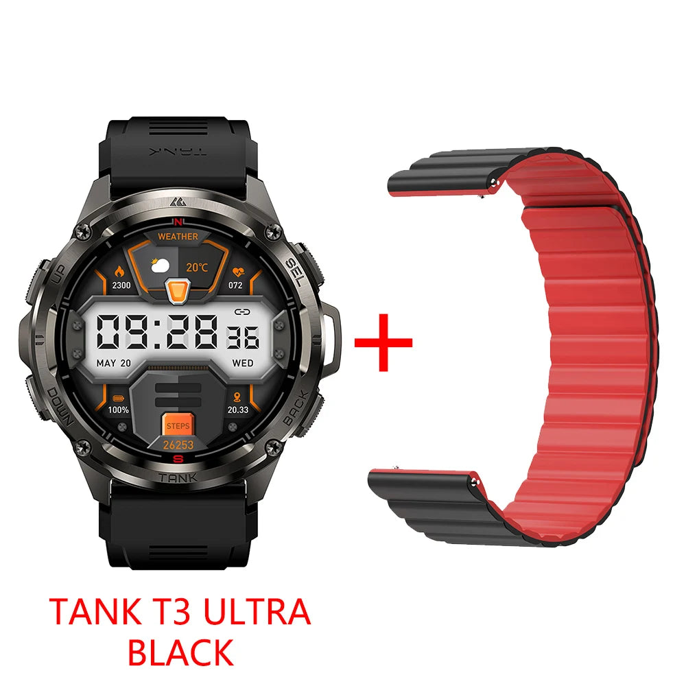 2025 KOSPET TANK T3 Ultra GPS Smart Uhr Für Männer Smartwatch Frauen 470 mAh Batterie Digitale Fitness AMOLED AOD Bluetooth uhren