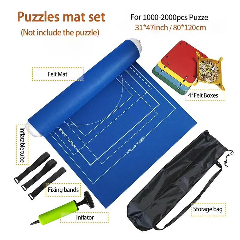 Professionelle Puzzle-Rollmatte, Decke, Filzmatte, bis zu 1500/2000/3000 Teile, Zubehör, Puzzle, tragbare Reise-Aufbewahrungstasche