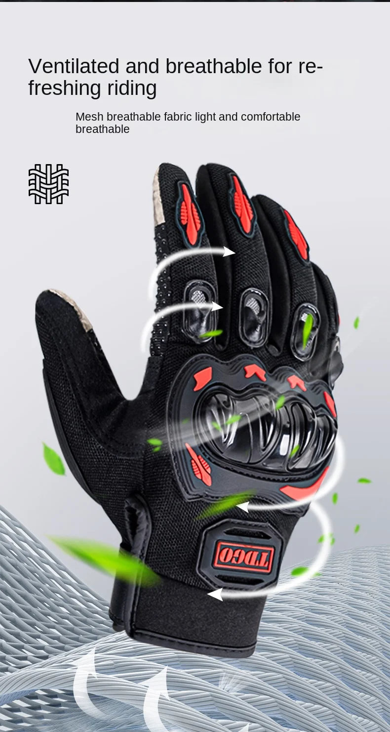 Sommer Motorrad Atmungsaktive Vollfinger Handschuhe Leder Schutzausrüstung Dirt Bike Sport Racing Reithandschuhe