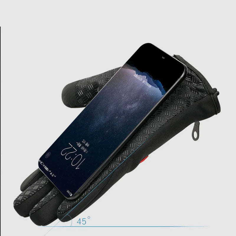 Mann warme Winterhandschuhe Touchscreen wasserabweisende winddichte Handschuhe Ski Outdoor Sport Radfahren Fahren Reißverschluss schwarze Handschuhe Frauen