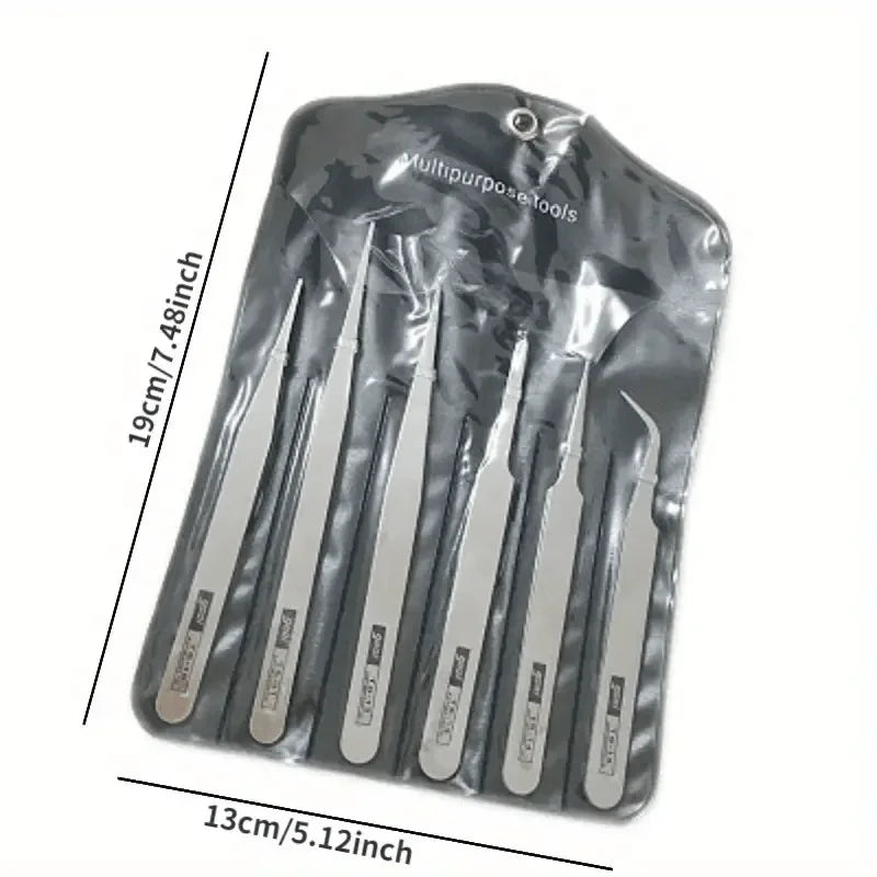 6-teiliges Edelstahl-Pinzetten-Set Ts-15 für Sukkulenten DIY Gebogene Pinzetten Gooi Pinzetten-Set
