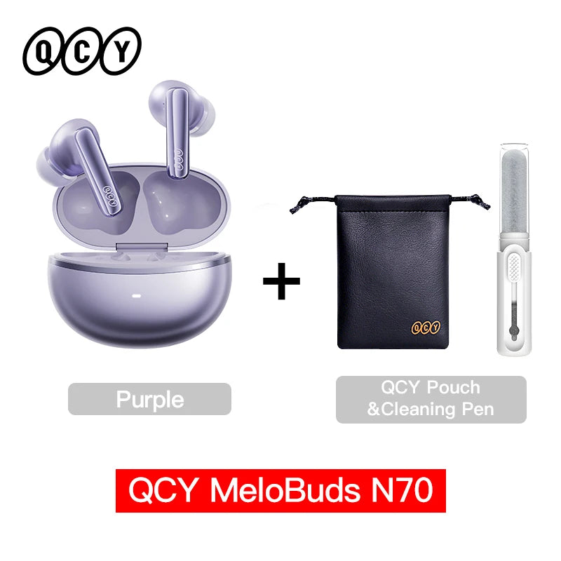 QCY MeloBuds N70 Adaptive ANC Wireless Earbuds Bluetooth 6.0 LDAC Hi-Res Audio 6 Mikrofone Wireless Charging Kopfhörer 50 Stunden IPX5