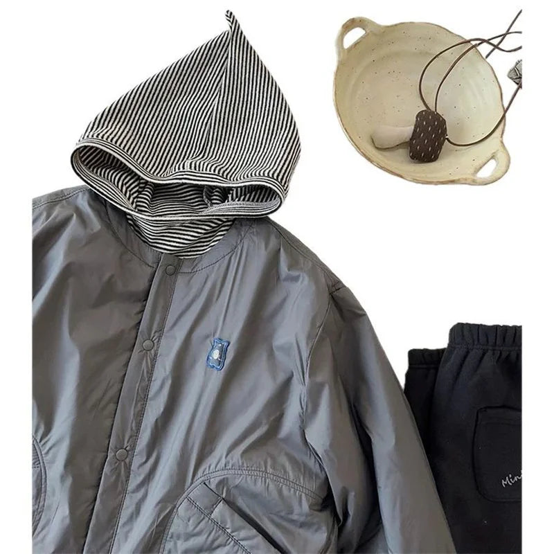 Jungen Gepolsterte Mäntel Kinder Verdickte Jacke Winter Warme Mode Oberbekleidung Kinder Herbst Neue Parkas Teen Lose Baumwolle Kleidung