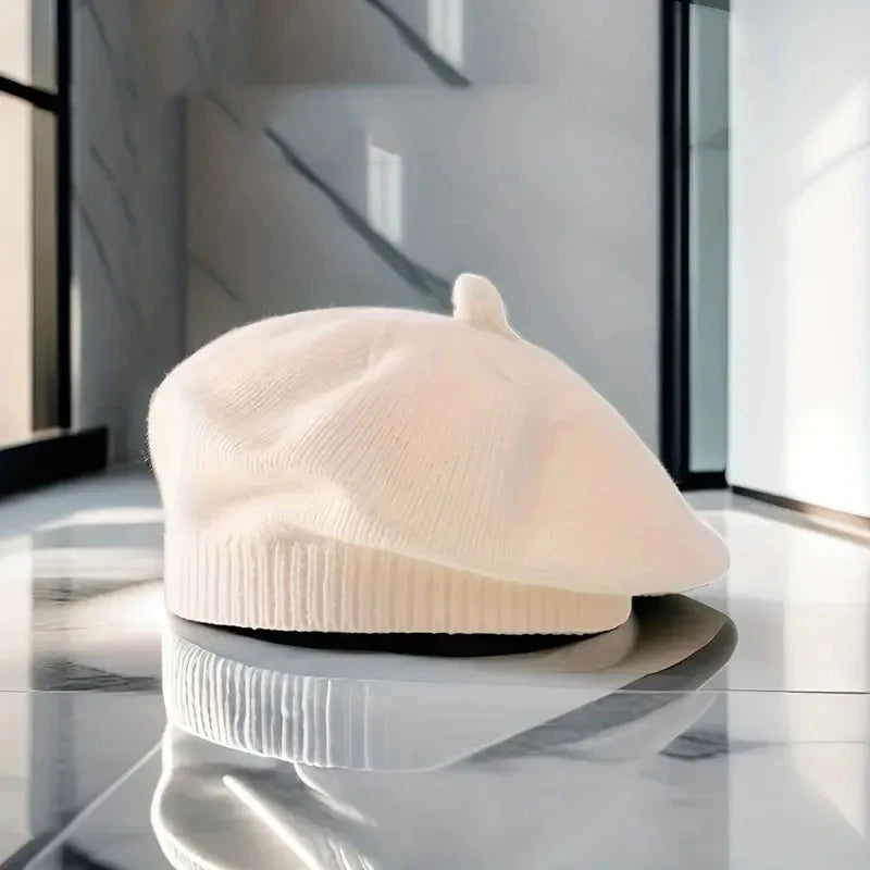Blume Baby Baskenmütze Hut Winter Warme Gestrickte Beanie Cap für Kleinkind Mädchen Koreanische Kleinkind Prinzessin Künstler Einfarbig Maler Kappen