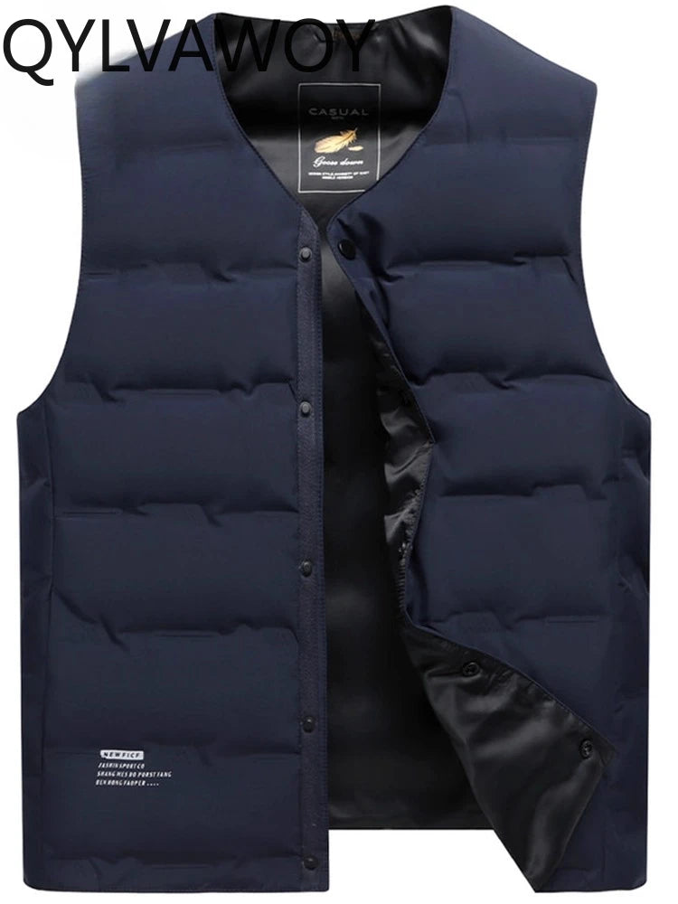 QYLVAWOY Herren Mittleren Alters Ältere Papas Herbst Winter Daunenweste Opa Gilet Dünner Stil Ärmellose Jacke LJ2105