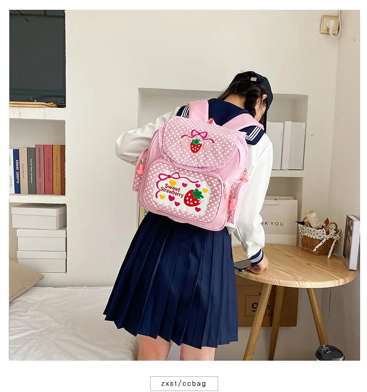 Strawberry Embroidered Backpack