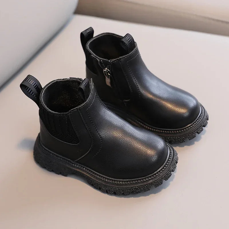Kinder Kurze Stiefel Mode Jungen Schuhe Herbst Winter Leder Kinder Stiefel Rutschfeste Kleinkind Mädchen Stiefel Kleinkind Schneeschuhe