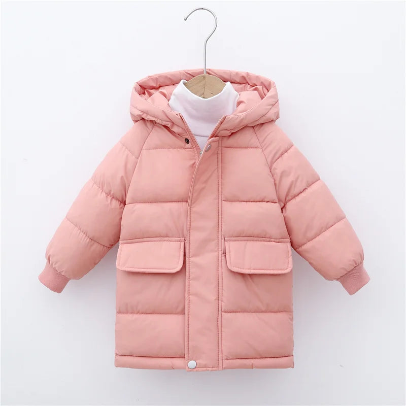 Kinder Daunen Lange Oberbekleidung Winter Herbst Teen Baumwolle Kleidung Jungen Mädchen Baumwolle Gefütterte Parka Mäntel Große Kinder Verdicken Warme jacke