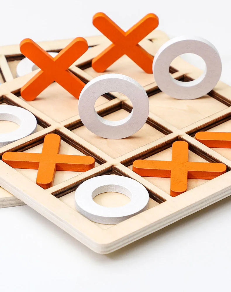 Montessori XO Schach Puzzle 3D Geometrische Formen Brettspiele Für Kinder Kinder Pädagogisches Holz Spielzeug