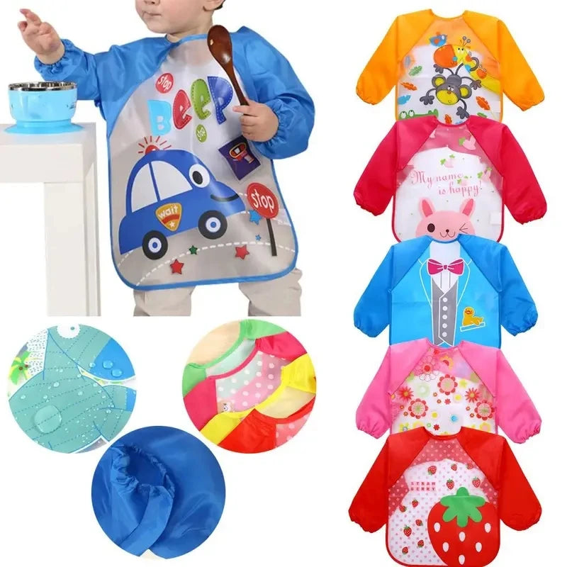 Wasserdichte EVA Volle Hülse Baby Lätzchen Kinder Schürze Lange Hülse Fütterung Kittel Kinder Essen Brust Platte Säuglings Schal Kleidung