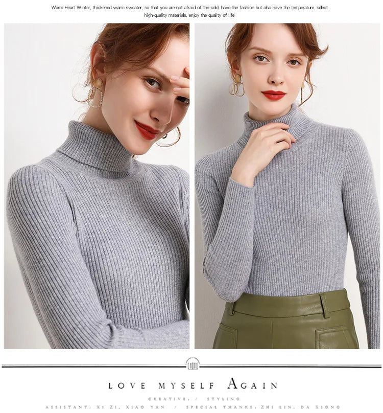 Heliar Damen-Herbstpullover mit Rollkragen, gestrickte, weiche Pullover, Kaschmirpullover, einfache, weiche Pullover für Damen, 2026, Herbst und Winter