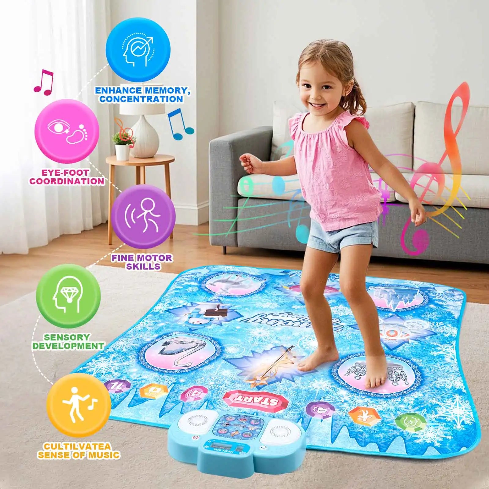 Elektronische Tanzmatte für Kinder, Tanzdecke, doppelter Spielermodus mit 9-stufigem Kinder-Bodenmusikdecke, Lernspielzeug, Kindergeschenke