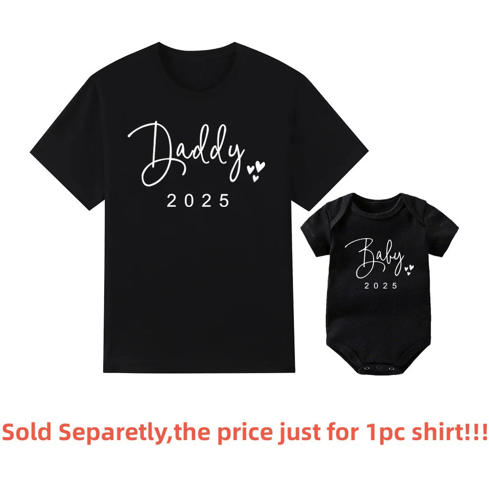 Funny Baby Dad 2022 Family Matching Outfits Simple Pregnancy Announcement Family Look T-Shirt Baby Dad Matching Clothes