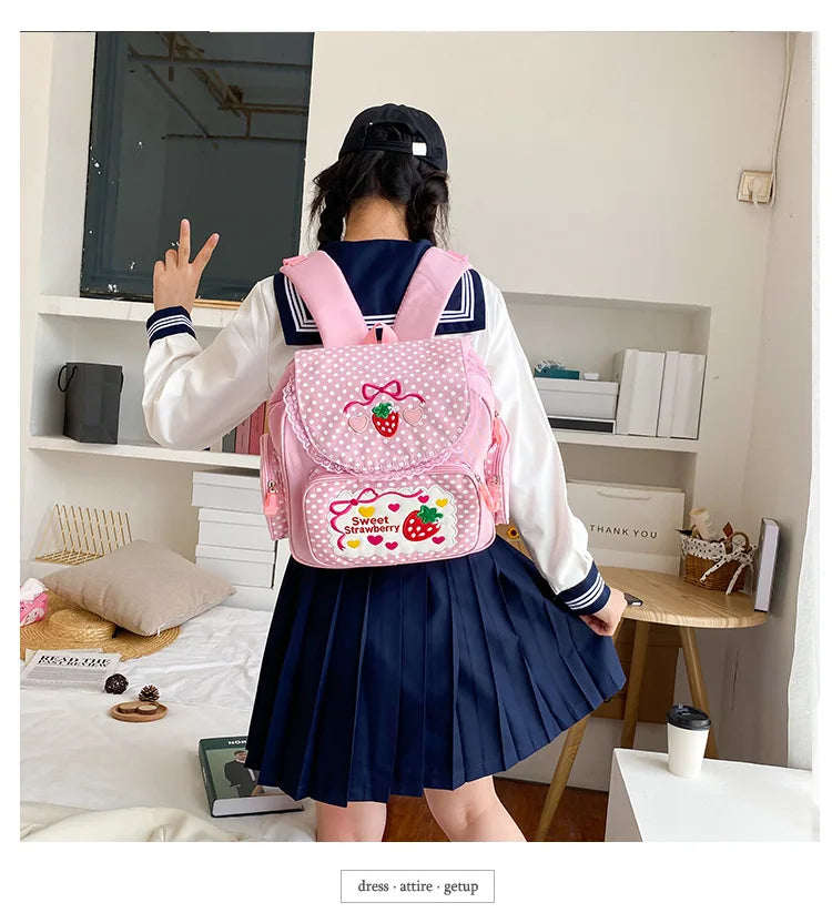 Strawberry Embroidered Backpack