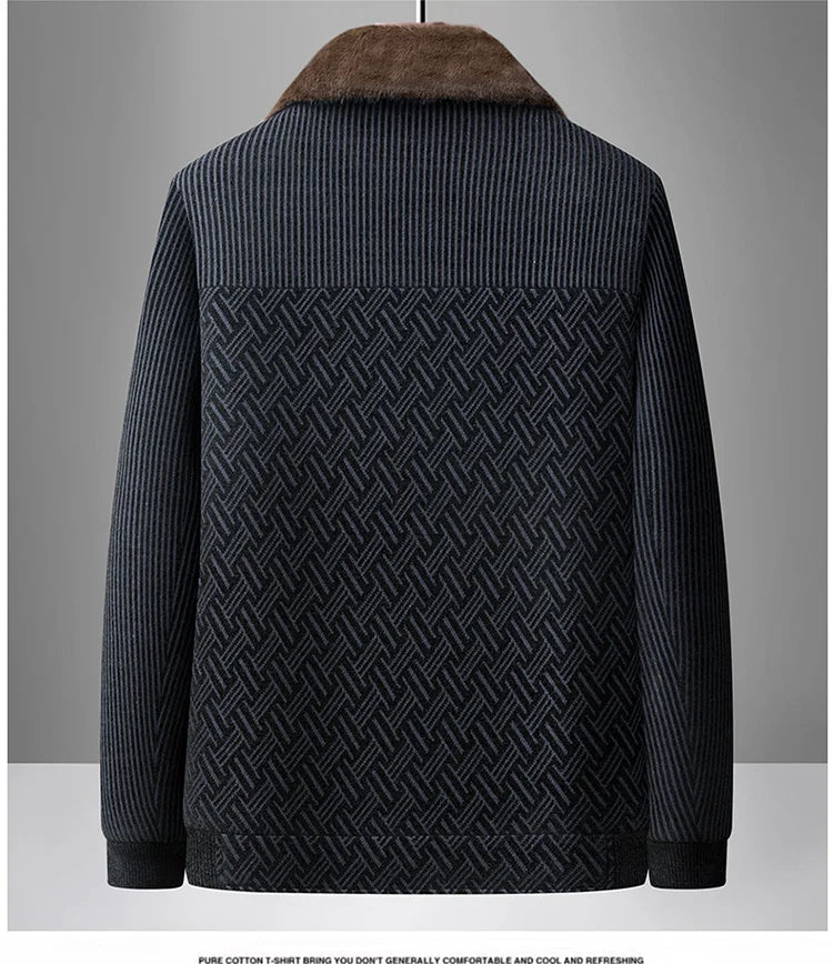 2025, Herren-Jacke aus Wollmischung, Herren-Plüsch-verdickte Chenille-Baumwollkleidung, Papa-Kleidung, warmer Opa-Baumwollmantel