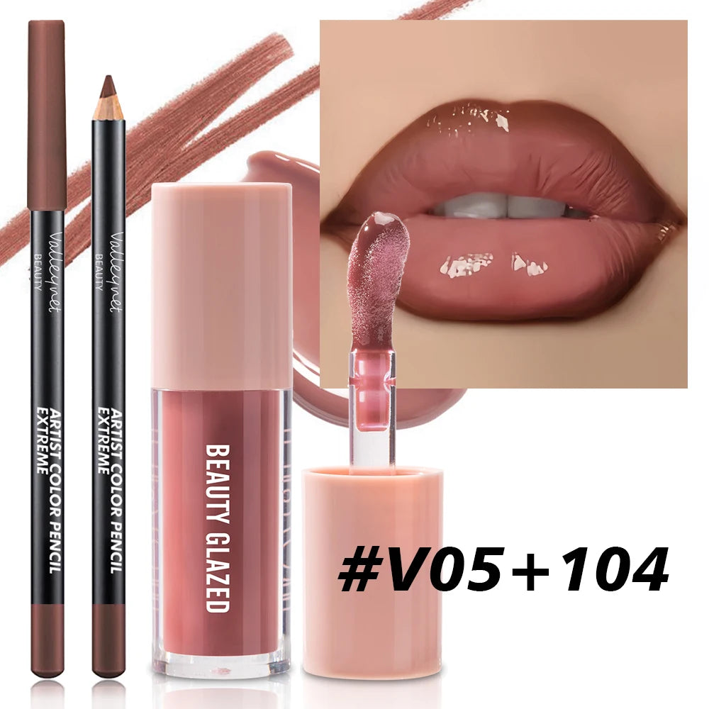 2 Stück/Set Samtstruktur-Lippen-Make-up, mattierter Effekt, rote, braune Farben, schafft ein feuchtigkeitsspendendes und natürliches Lippen-Make-up