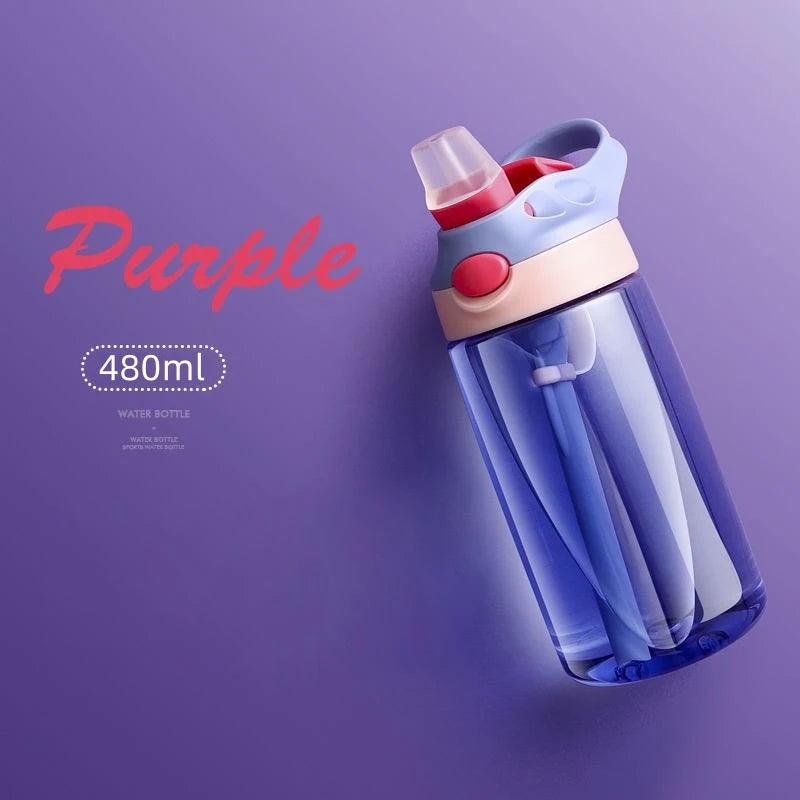 480 ml Baby-Fütterungsbecher, auslaufsichere Wasserflasche mit Strohhalm, tragbar, für Reisen, Fitnessstudio, Camping, Flasche, Safttrinkflasche für Kinder