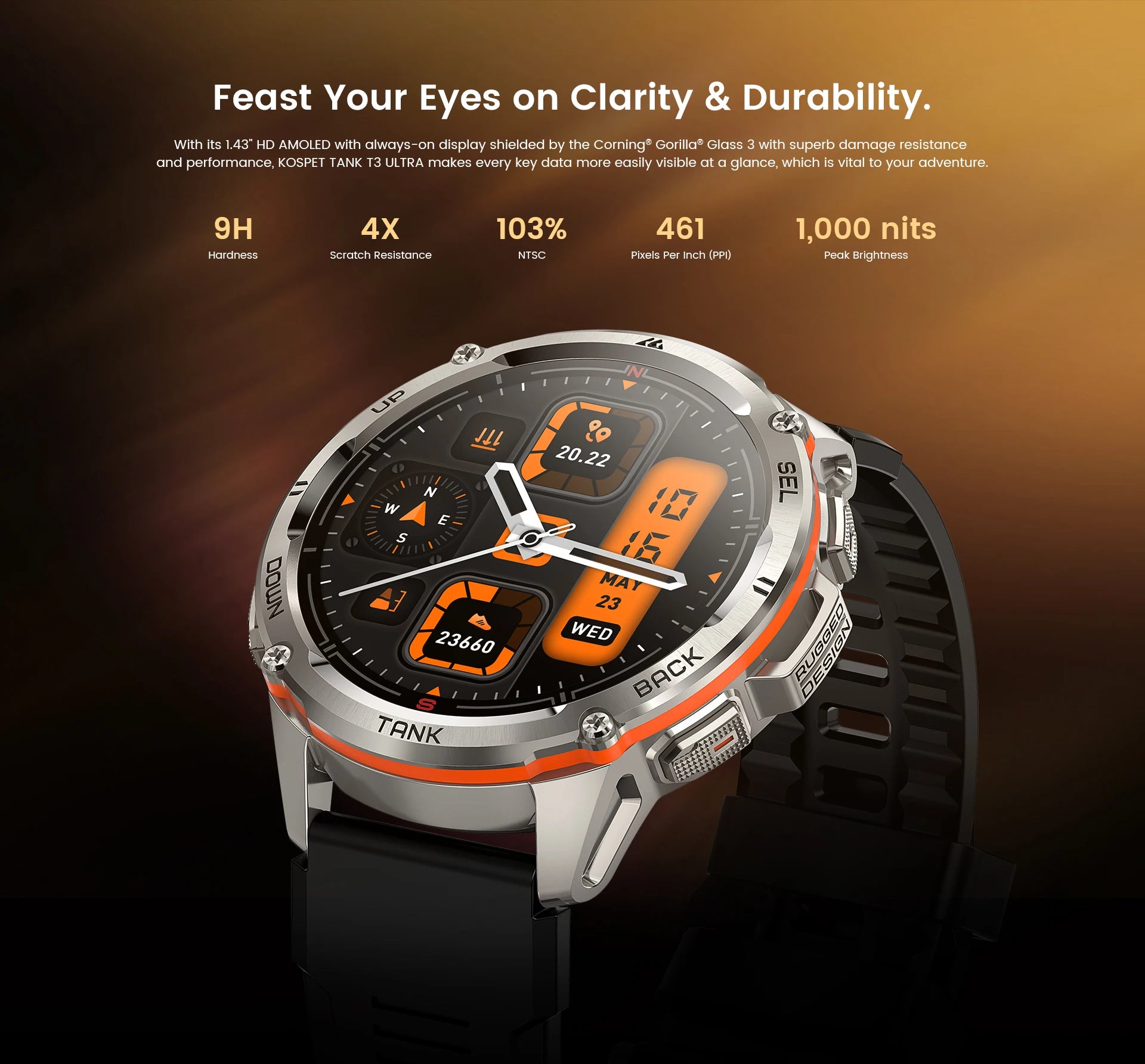 2025 KOSPET TANK T3 Ultra GPS Smart Uhr Für Männer Smartwatch Frauen 470 mAh Batterie Digitale Fitness AMOLED AOD Bluetooth uhren