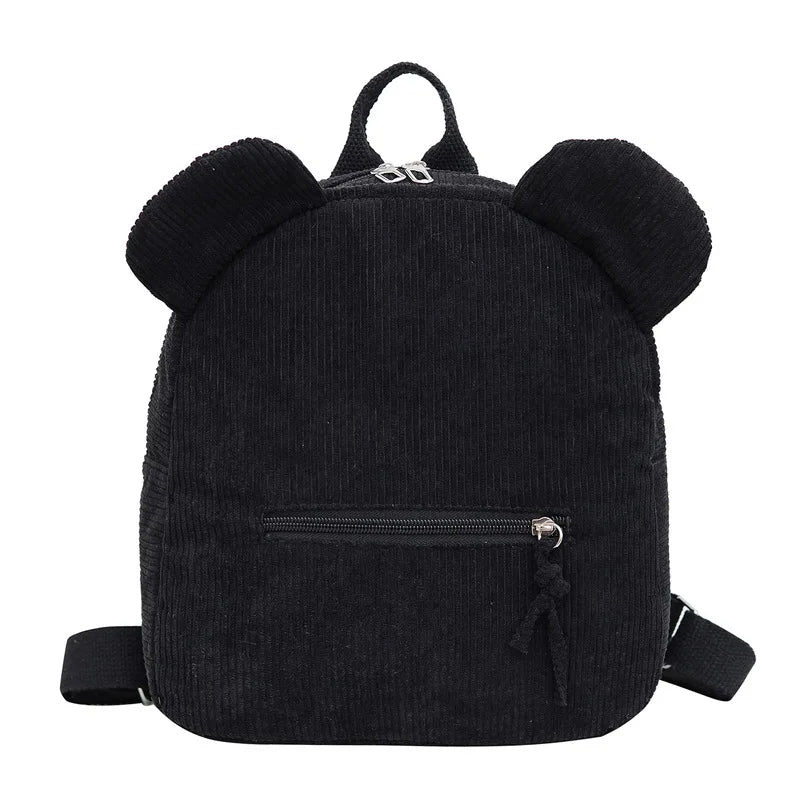 Niedlicher Fleece-Rucksack mit Bärenohren für Mädchen, 1 Stück warmer kleiner Tagesrucksack aus Lammwolle, lässiger Kinder-Schulranzen-Rucksack für Reisen, Einkaufen