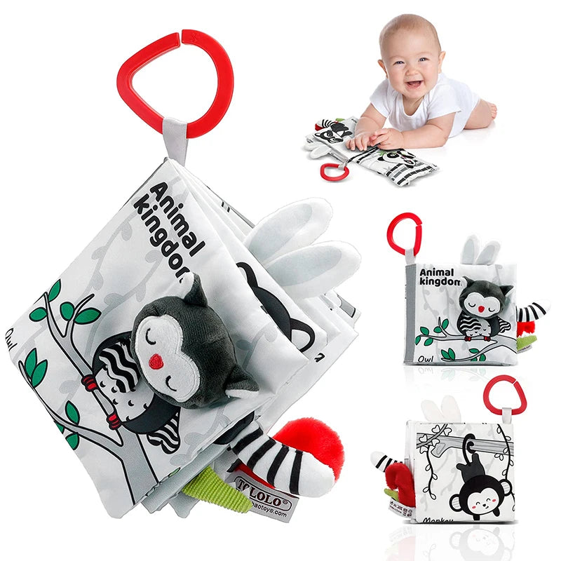Weiche Babybücher, 3D-Touch-Feeling, kontrastreiches Stoffbuch, sensorisches frühes Lernen, Kinderwagenspielzeug für Kleinkinder, Geschenke von 0–12 Monaten