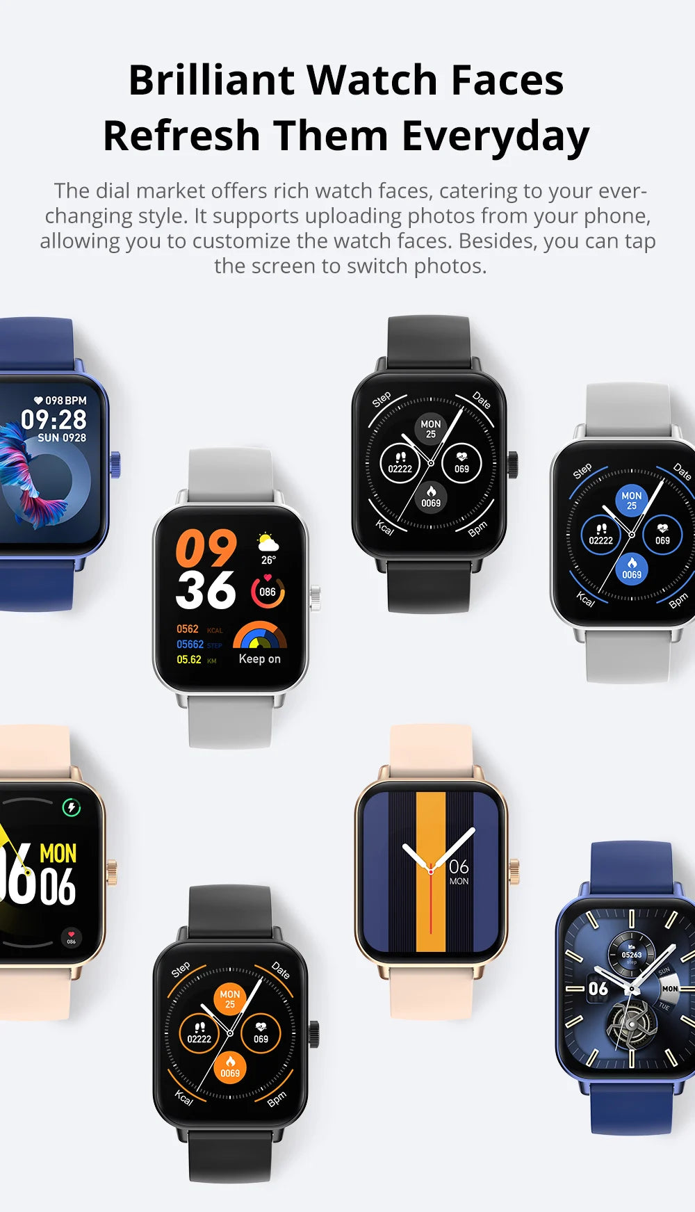 COLMI P81 Voice Calling Smart Watch Ultra 1,9 Zoll Bildschirm 24H Gesundheitsmonitor 100+ Sportmodi, Bluetooth Smartwatch Männer Frauen