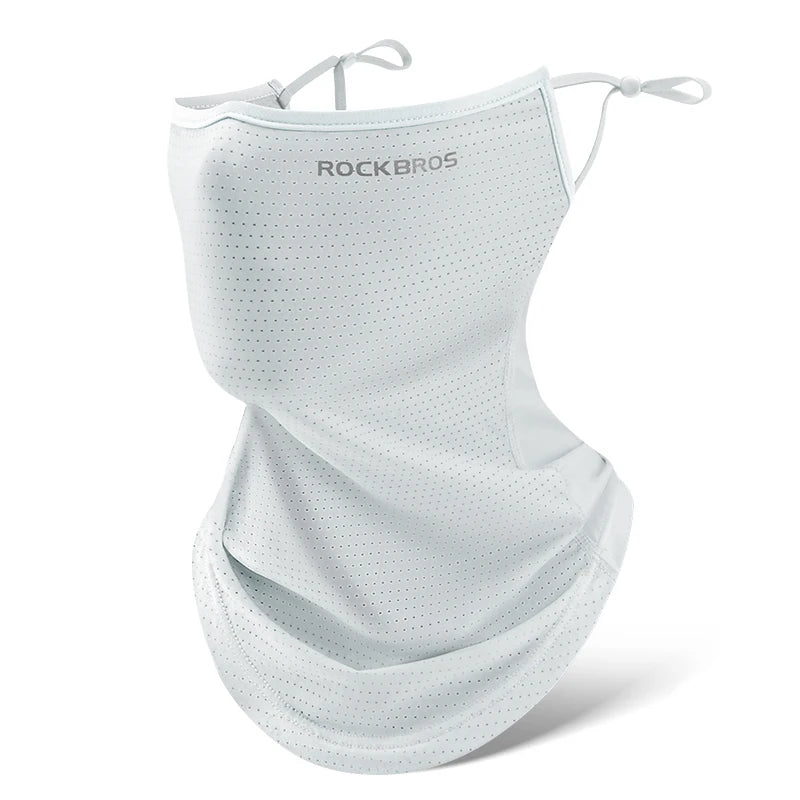 ROCKBROS Summer Ice Silk Cycling Face Mask Breathable Anti-UV Bicycle Face Neck Cover Bandana MTB Road Sport Hanging Ear Scarf