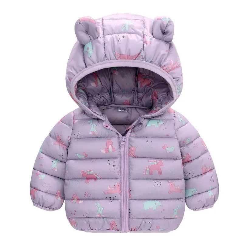 Kinder Jungen Baby Mit Kapuze Leichte Daunenjacken Warme Oberbekleidung Herbst Kinder Mädchen Mäntel Cartoon Dinosaurier Druck Freizeitkleidung