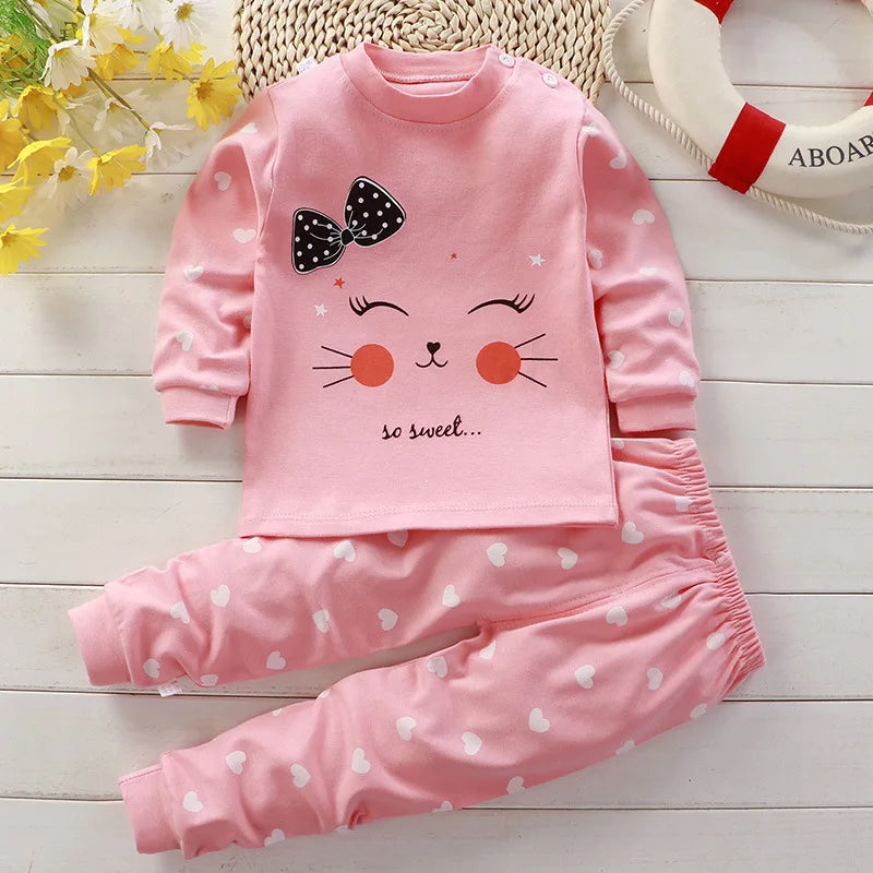 Herbst Nachtwäsche Pyjamas Für Mädchen Jungen Langarm Tops + Hosen Anzüge Mode Hause Kleidung Baby Kind Schlaf Kostüm