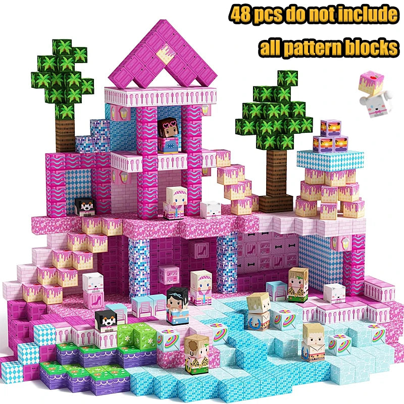 Magnetische Bausteine Minenwelt Magnetische Minenexploration Konstruktions-Würfel STEM Spielzeug-Set Geschenk für Jungen Mädchen Kinder