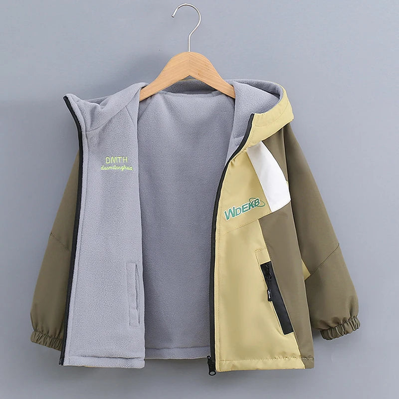 2025 neue Herbst Winter Jungen Fleece Jacke Doppelseitige Tragen Kind Winddicht Oberbekleidung Mantel für 4-14 Jahre Teenager Outdoor Kleidung