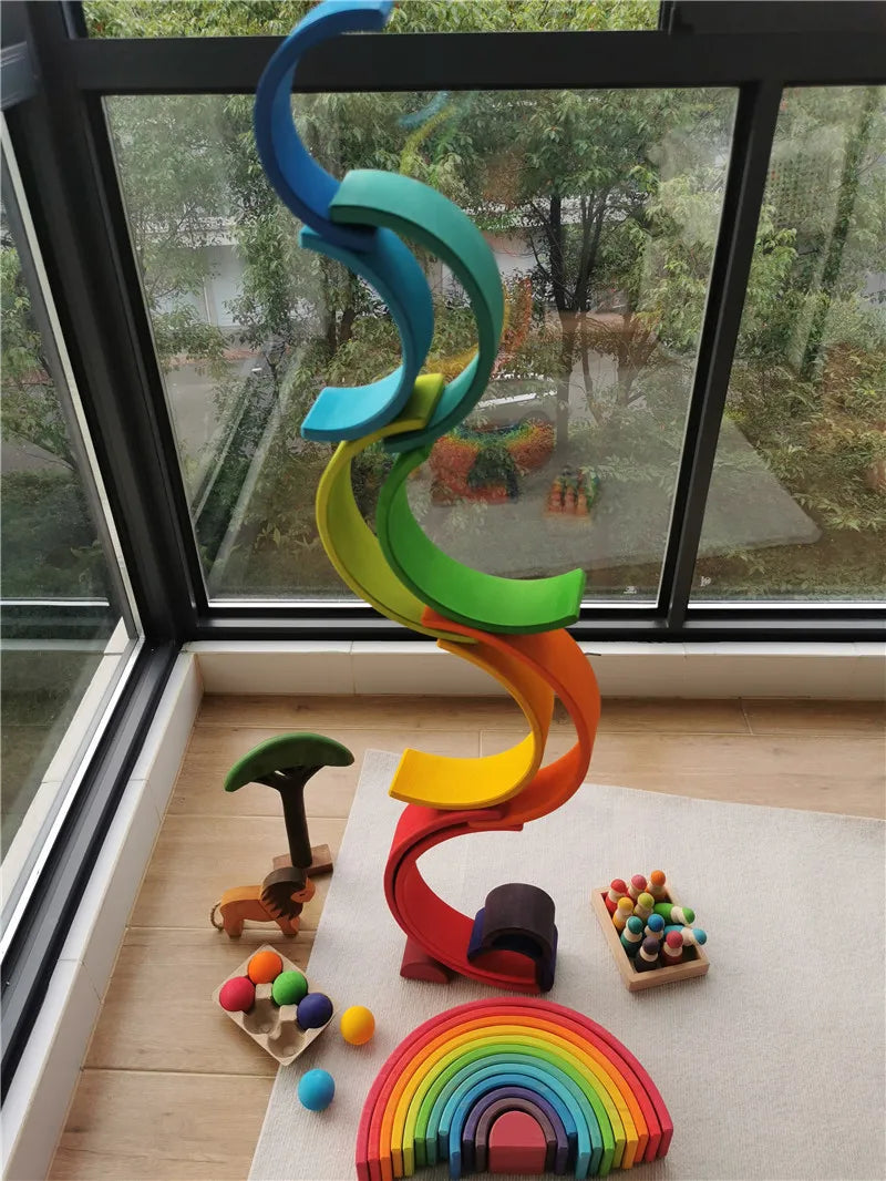 Regenbogen-Holzstapelblöcke