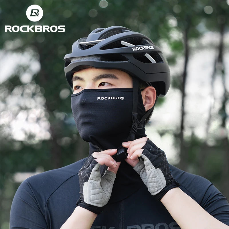 ROCKBROS Summer Ice Silk Cycling Face Mask Breathable Anti-UV Bicycle Face Neck Cover Bandana MTB Road Sport Hanging Ear Scarf