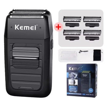 Kemei wiederaufladbarer Akku-Rasierer für Männer, Twin-Klinge, hin- und hergehender Bartrasierer, Gesichtspflege, multifunktionaler starker Trimmer KM-1102