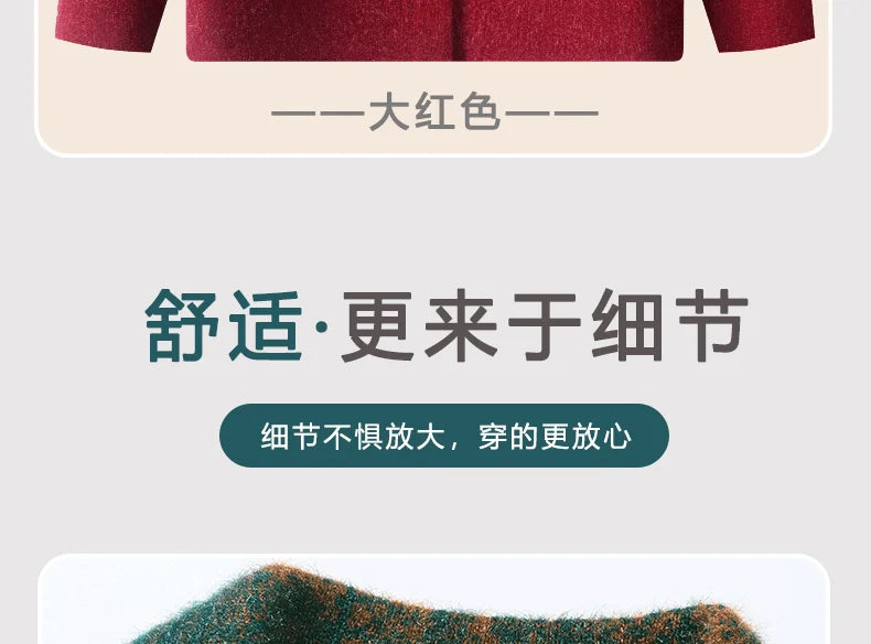 Strickjacke für Ältere Frauen mit Umlegekragen, Karomuster, Dick, Warm, mit Knöpfen, Wintermantel für Mütter und Großmütter