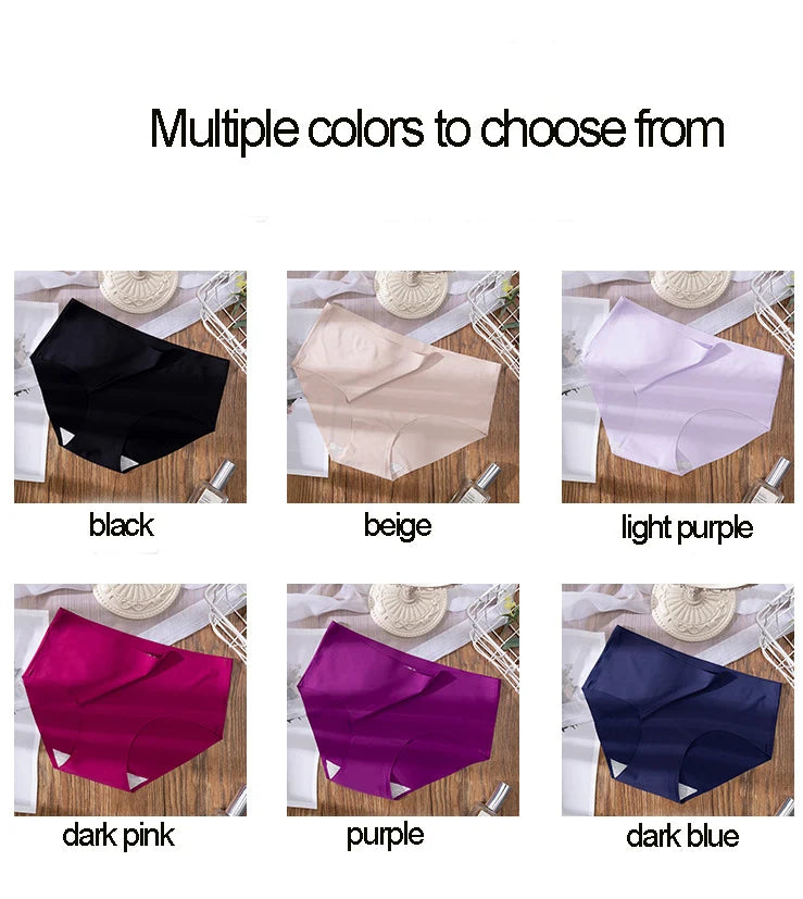 3Pcs Plus Größe Unterwäsche frauen Höschen Eis Seide Einfarbig Damen Nahtlose Unterhose Mädchen Briefs Atem Sexy Dessous weibliche