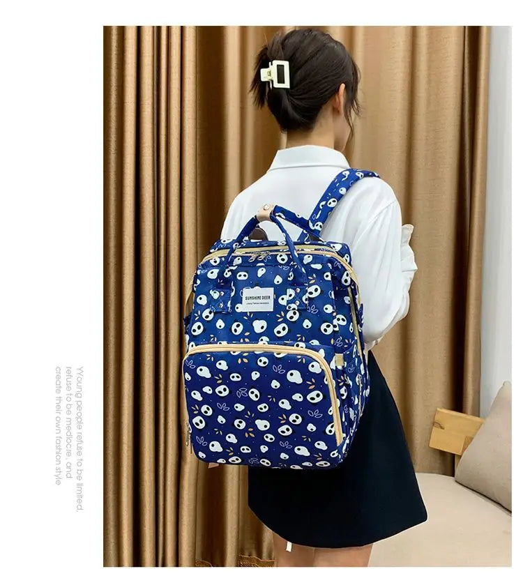 Mama Wickeltaschen Babybett Mutter Große Kapazität Windel Milchflasche Rucksäcke mit Wickelunterlage Praktische Baby-Stilltaschen Geschenk