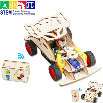 DIY Holz Fernbedienung Auto Mini Allradantrieb Rennwagen Wissenschaft Experiment Kits STEM Lernspielzeug für Teenager Kinder Geschenke