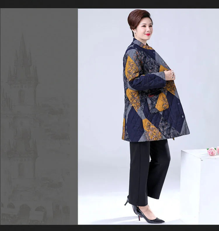 Lose Damen Herbst Winter Baumwollmantel mittleren Alters ältere Mutter dicke warme Jacke Oma Parkas 100 kg tragen 2XL-9XL
