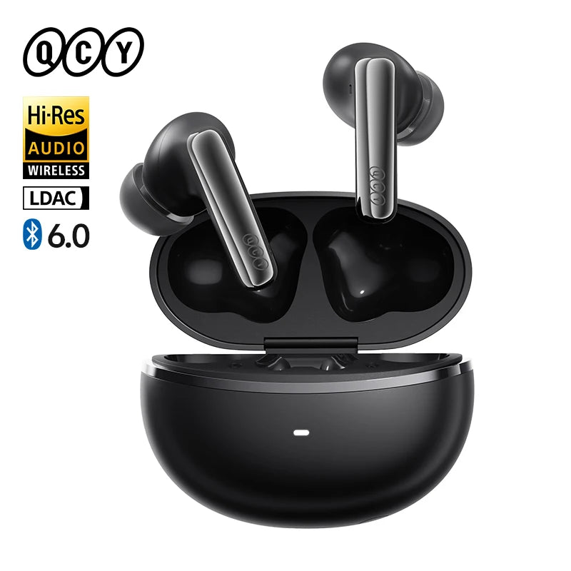 QCY MeloBuds N70 Adaptive ANC Wireless Earbuds Bluetooth 6.0 LDAC Hi-Res Audio 6 Mikrofone Wireless Charging Kopfhörer 50 Stunden IPX5