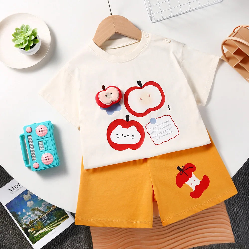 Kinder Kleidung Set Baby Jungen/Mädchen T-Shirt + Shorts Sommer Kleidung Baumwolle Cartoon Casual Jungen Trainingsanzug Kinder Baby Kleidung set