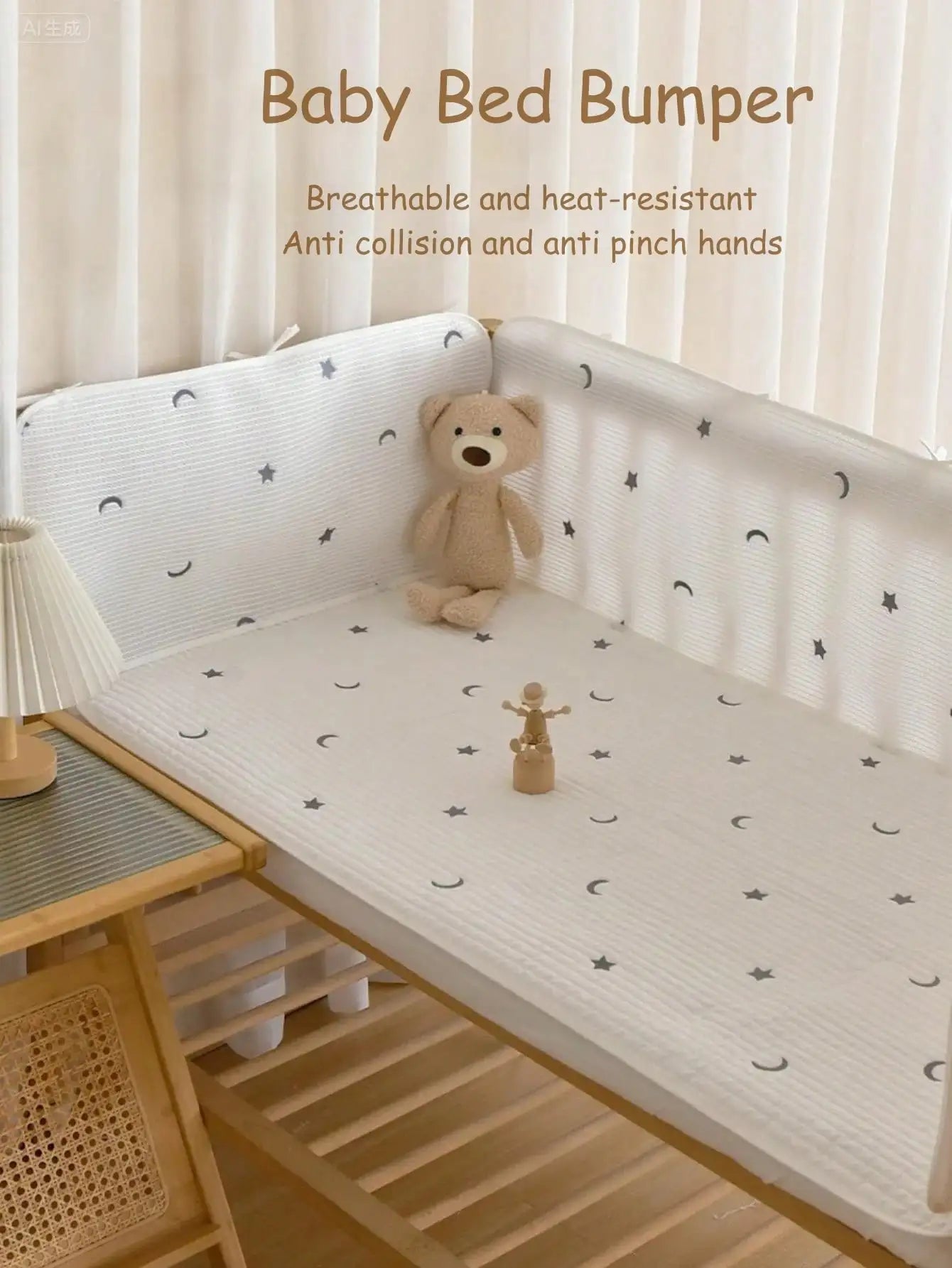 Atmungsaktiver Babybett-Stoßschutz, Babyzimmer-Dekoration, Schutz für Babyköpfe, Kollisionspräventionsausrüstung, Babybettwäsche