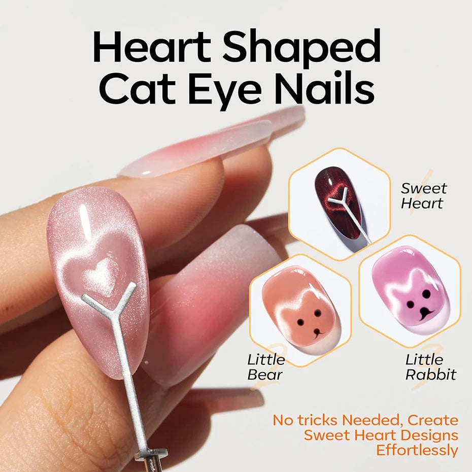 6-teiliges Cat-Eye-Nagel-Magnet-Werkzeug-Set, französische Tipps, Cat-Eye-Herz-Magnete, Nagel-Magnet-Stick, Cat-Eye-Gel-Nagellack, Magnete, Werkzeuge, Maniküre