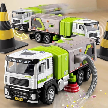 1:50 Elektrische Kehrmaschine Legierung Bewässerung Lkw Diecast Modell Miniatur Spielzeug Auto Türen Geöffnet Sound Licht Fahrzeuge für Kinder Geschenke