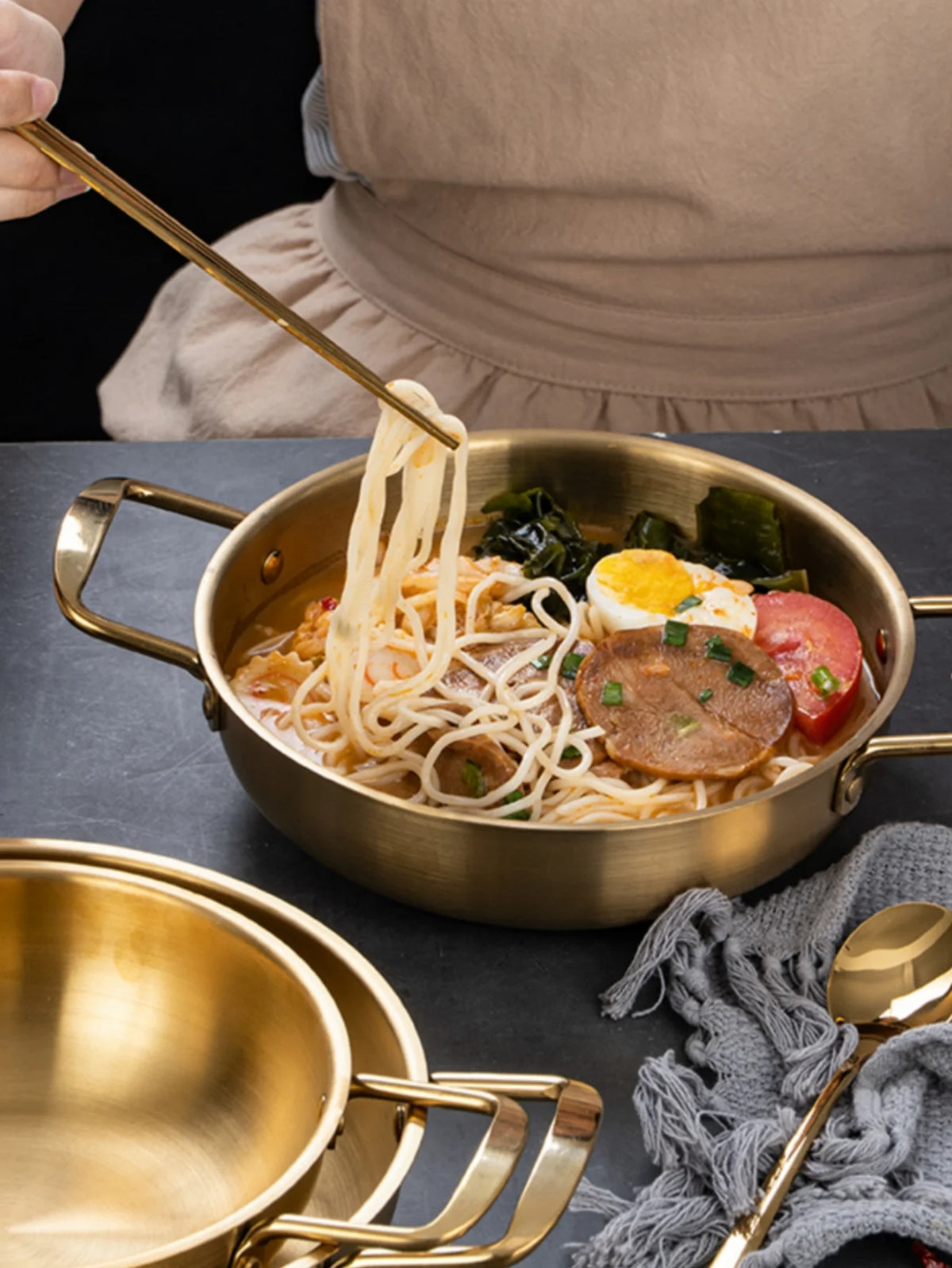 Edelstahl-Kochgeschirr, Topf, trockene Töpfe mit Griff, zum Kochen zu Hause, Paella-Pfanne, Meeresfrüchte, Reistopf, Picknick-Snack-Teller